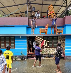 Sudheesh and his friends moved household items to the rooftop to keep them safe.