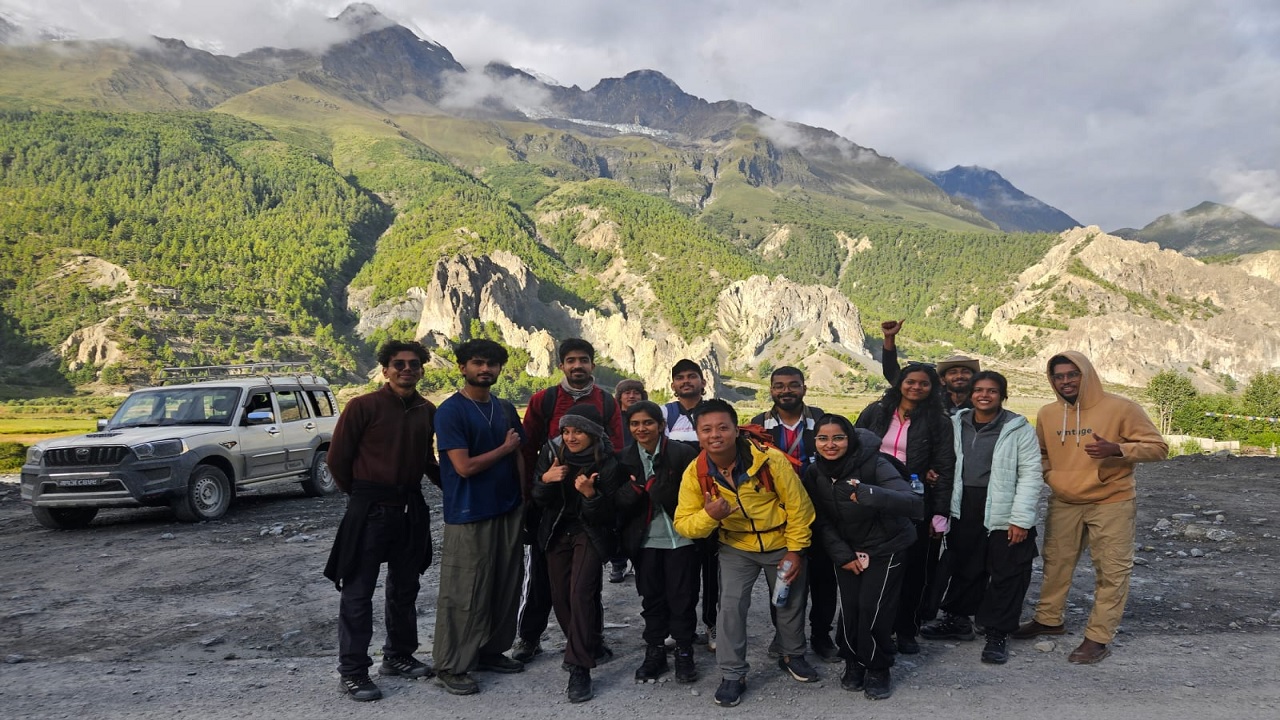 Sheba, her team and their guide, Kishan Kumar Mukhya