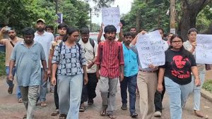 Young activists protest in Bankura district.