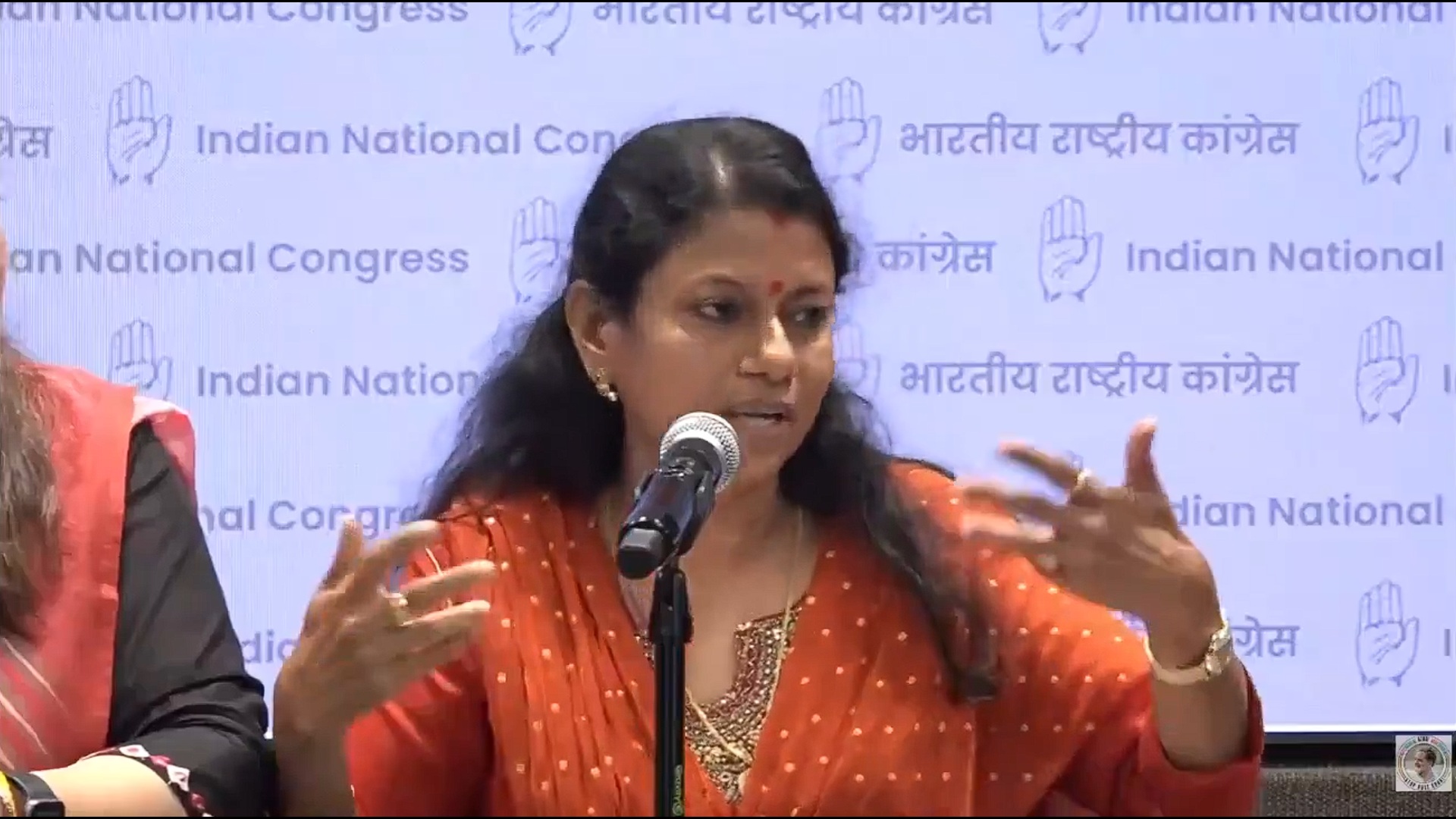 Minister Bindu Krishna explaining the circumstances that led to the boycott at a media conference.