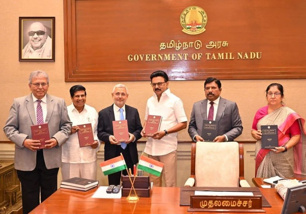Retired Supreme Court justice with ex-CM MK Stalin.