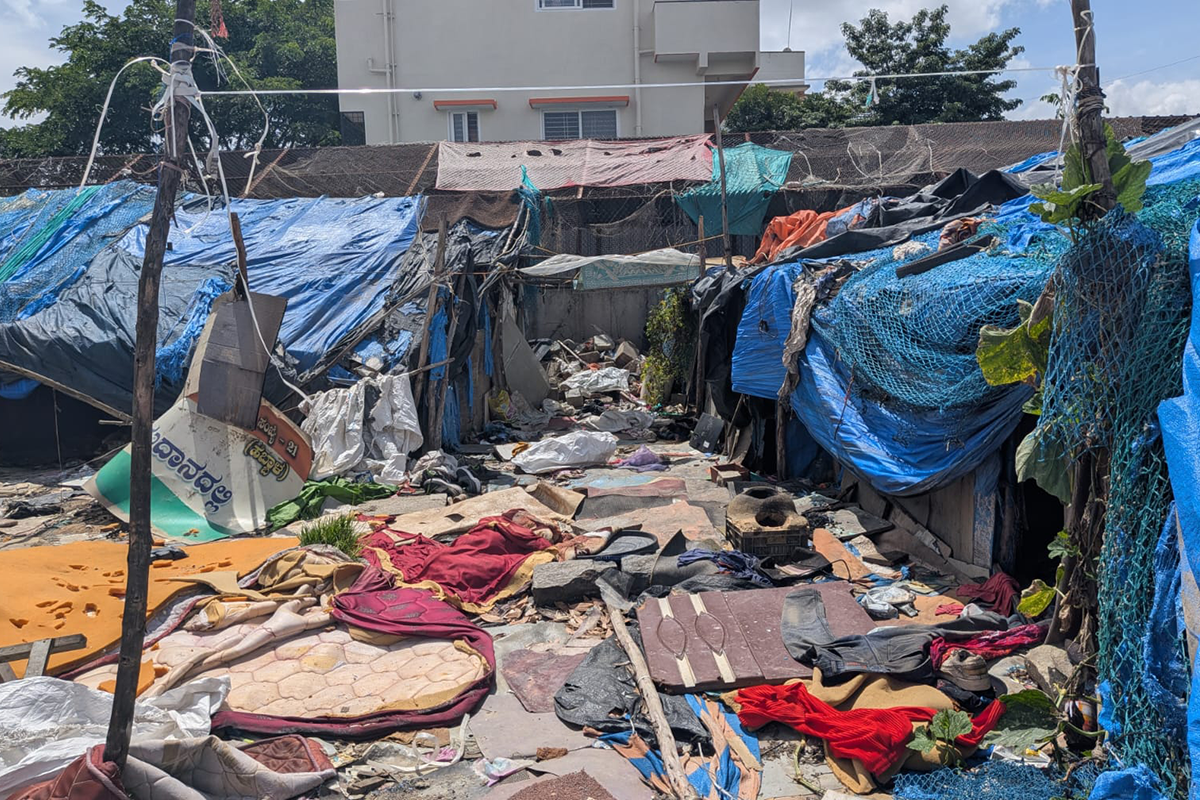 A cleared Bangladeshi settlement at Vishwapriya layout in Bengaluru.