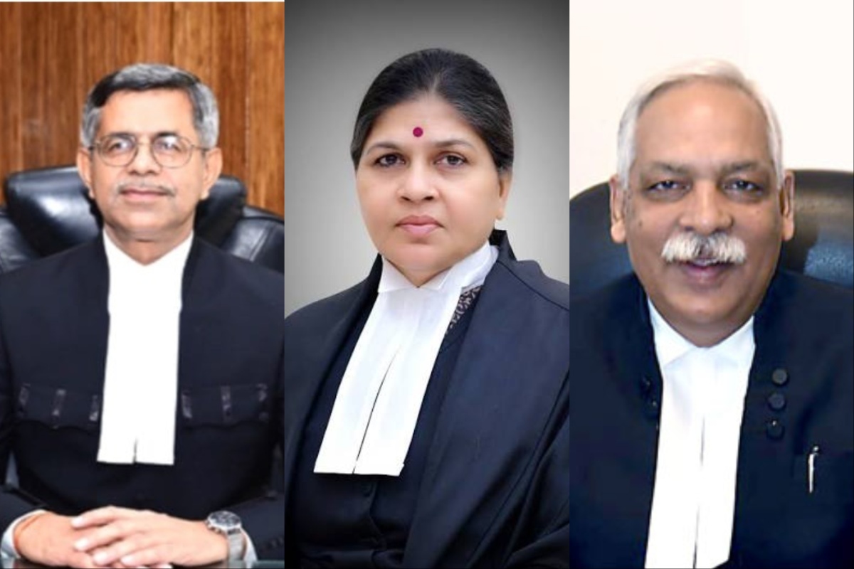 Telangana HC Chief Justice Aparesh Kumar Singh, Gujarat HC Chief Justice Sunita Agarwal and Delhi HC Chief Justice D.K. Upadhyaya.