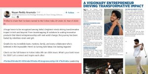 Revanth Reddy’s nephew claims “Forbes 30 under 30” in bio but he isn’t on the list