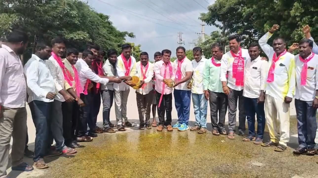 The purification ritual was held after Congress workers, including Dalits, took out a protest march to KCR's farmhouse.