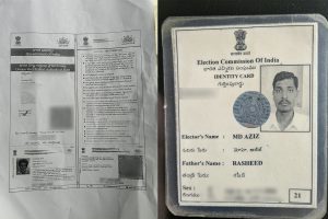 Collage of Mohammed Aziz's voter ID and his father, Mohammed Rasheed's Aadhaar card