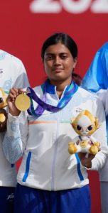 Chikitha Taniparthi with the gold medal