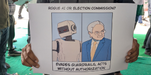 Picture of a protestor's poster against SIR in Hyderabad