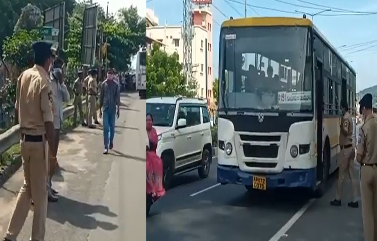 సీఎం జగన్ నివాసం వద్ద భారీ బందోబస్తు సీఎం జగన్ నివాసం వద్ద భారీ బందోబస్తు