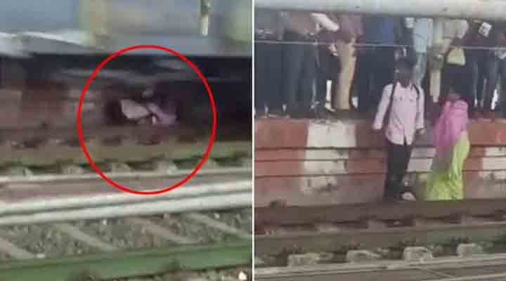Viral Video | పట్టాలపై తల్లీకుమారుడు.. వేగంగా దూసుకొచ్చిన రైలు.. Viral Video | పట్టాలపై తల్లీకుమారుడు.. వేగంగా దూసుకొచ్చిన రైలు..