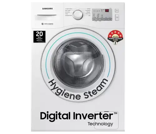 SAMSUNG 6 kg Inverter 5 Star Hygiene Steam Fully Automatic Front Load Washing Machine with In-built Heater - Offer from Store 3