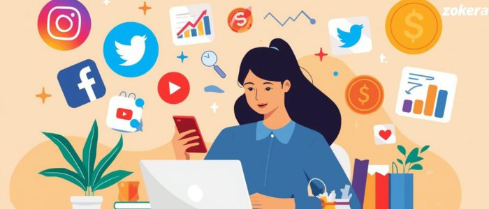 Indian content creator earning online from social media with brand deals, affiliate links, and courses