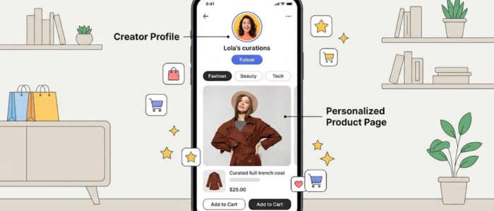 Zokera creator storefront showing personalised product recommendations for followers