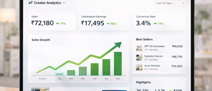creator sales dashboard showing brand collaboration results