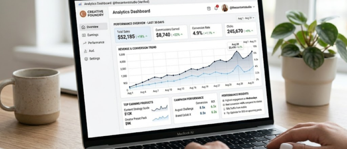 creator sales dashboard showing brand collaboration results