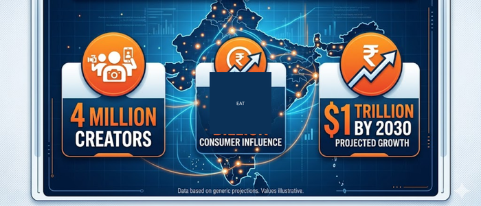 India creator economy market size 2026 statistics infographic