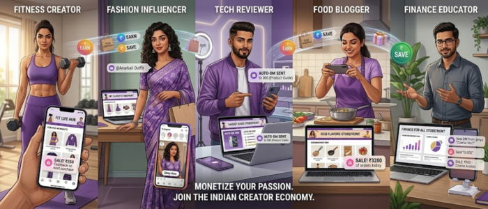 2026 में हर creator को अपना digital store चाहिए — fitness fashion tech food finance creators India