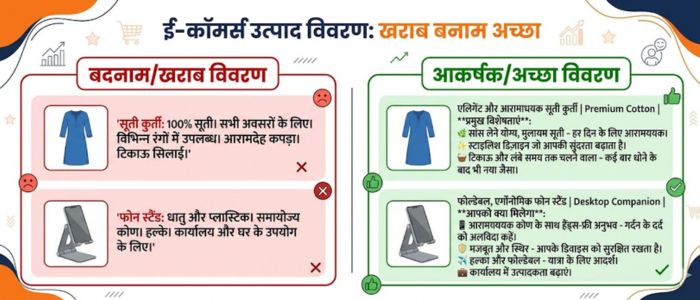 bad vs good प्रोडक्ट डिस्क्रिप्शन कैसे लिखें Indian sellers के लिए