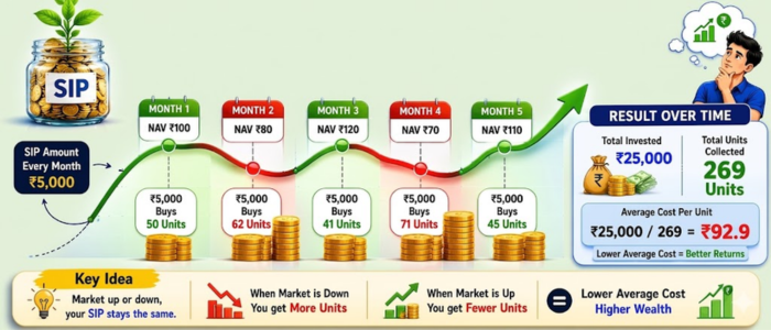 rupee cost averaging explained SIP vs lump sum investment India 2026