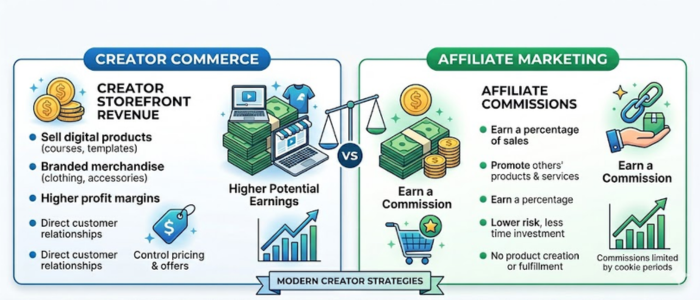 Creator Commerce vs Affiliate Marketing earnings comparison for Indian creators