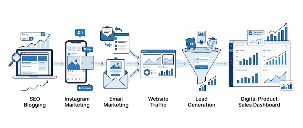 Marketing strategies to sell digital products in India using SEO and email marketing