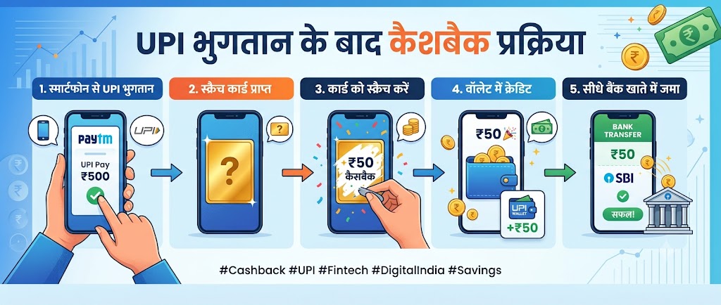 UPI कैशबैक ऑफर्स: 2026 के लिए पूरी गाइड में UPI कैशबैक के काम करने की प्रक्रिया