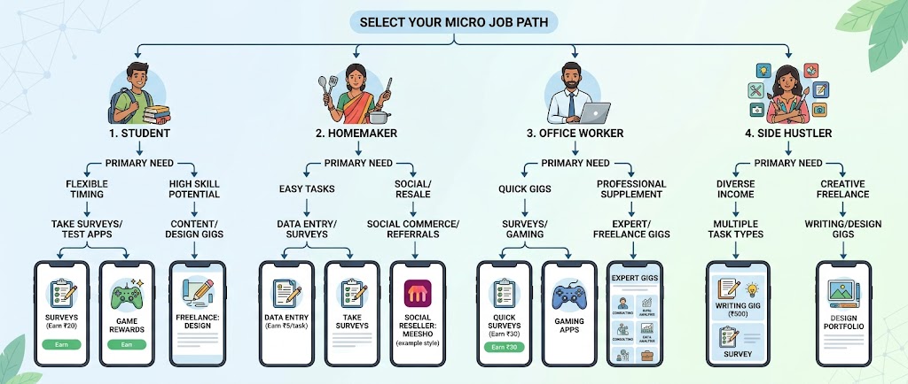 Guide to selecting the best micro jobs apps to earn extra income in India based on your goals and user profile