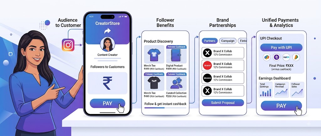 Best storefront tools for creators India with follower cashback and UPI