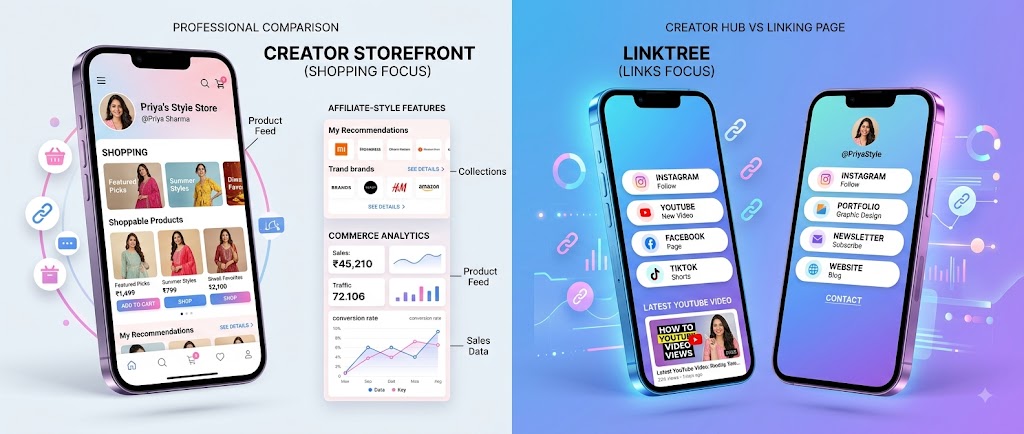 Creator storefront vs Linktree comparison for best storefront tools for creators India