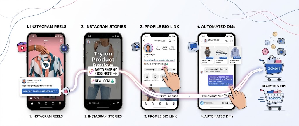 How creators earn commission on Instagram using Reels, Stories, bio links and storefronts
