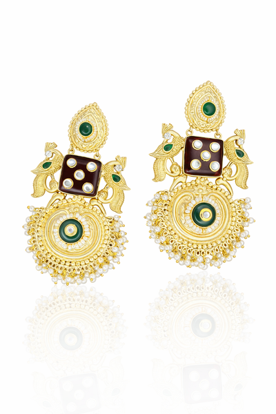 Elegant Gold-Plated Jhumka Earrings with Pearl Detailing - Jhumkas | Savyra