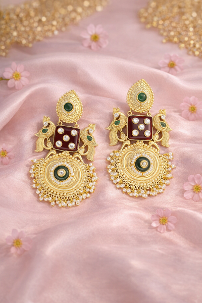Elegant Gold-Plated Jhumka Earrings with Pearl Detailing - Jhumkas | Savyra