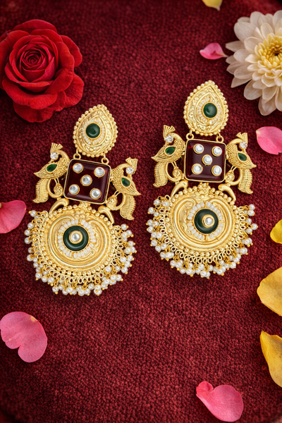 Elegant Gold-Plated Jhumka Earrings with Pearl Detailing - Jhumkas | Savyra