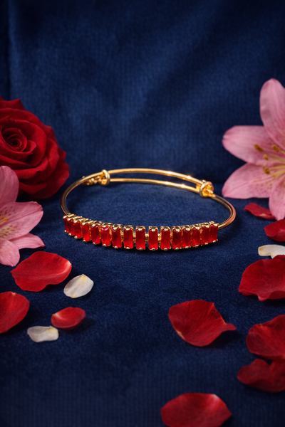 Elegant Red Stone Gold Bracelet Set - Bracelets | Savyra