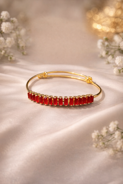 Elegant Red Stone Gold Bracelet Set - Bracelets | Savyra