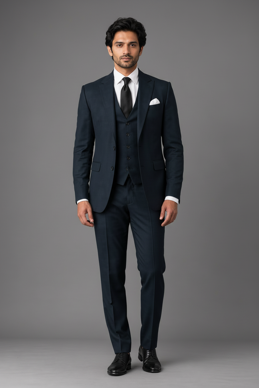 Royal Ink-Blue Notch Lapel Partywear Suit