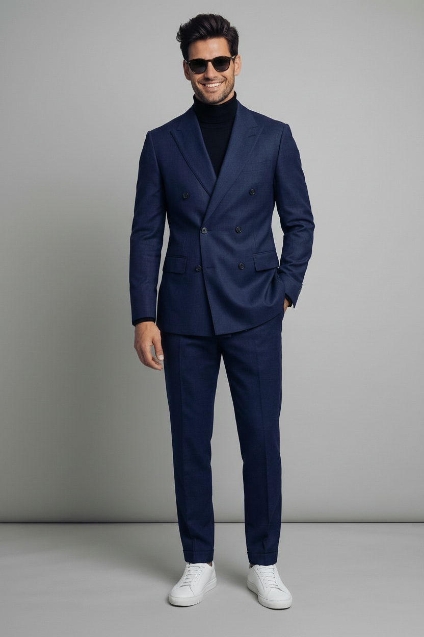 Blue Double Breasted Suit
