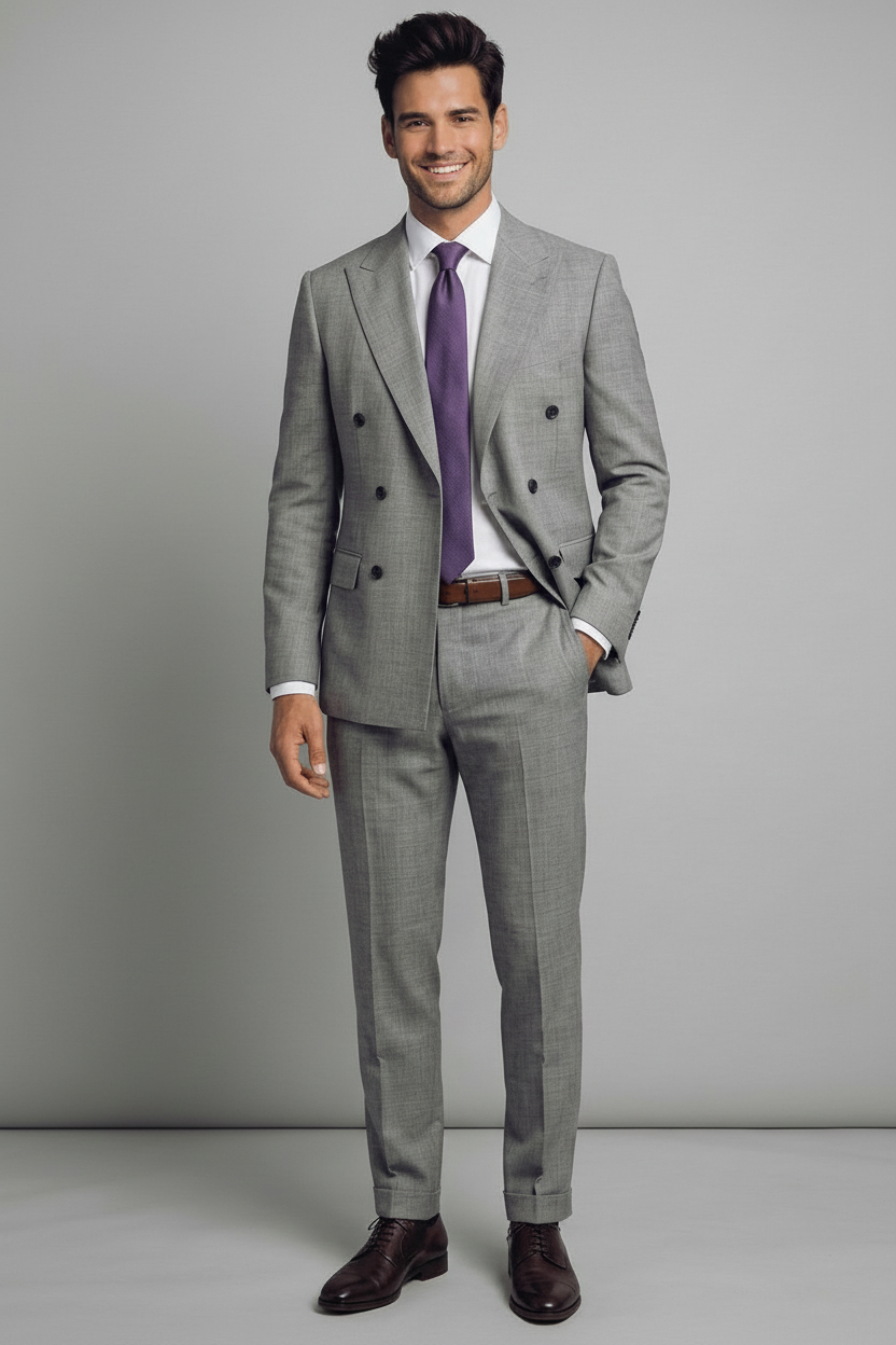 Grey Double Breasted Suit