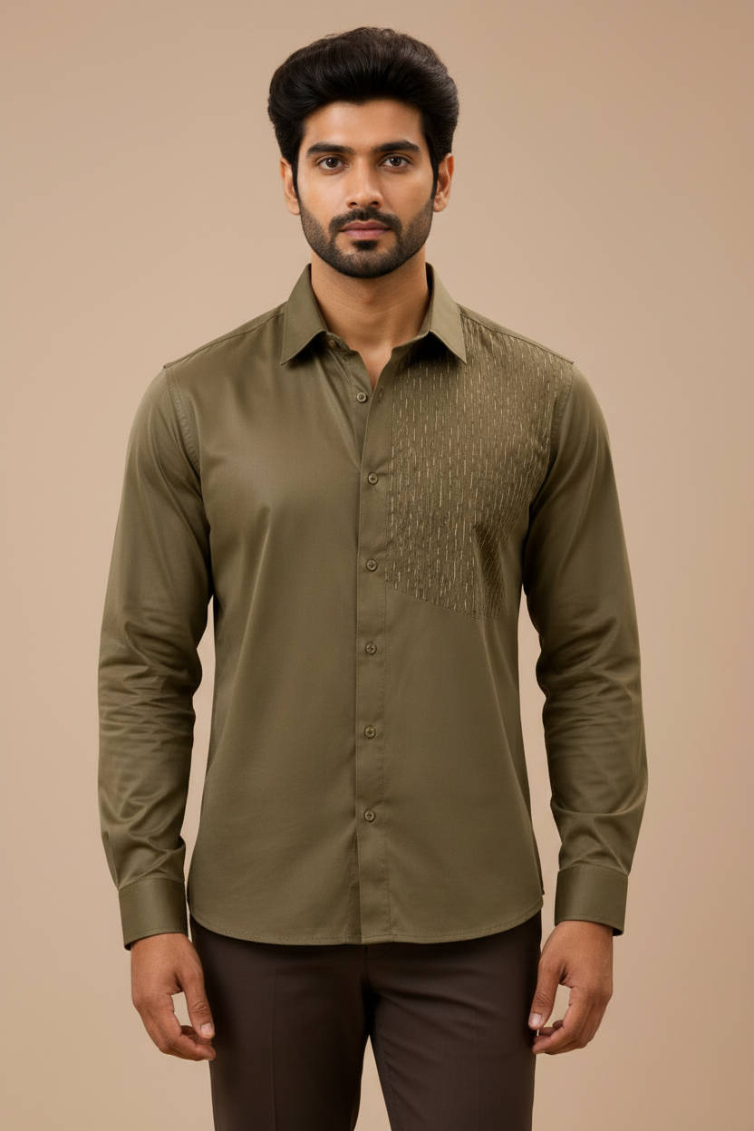 The Olive Green Textured Signature Shirt