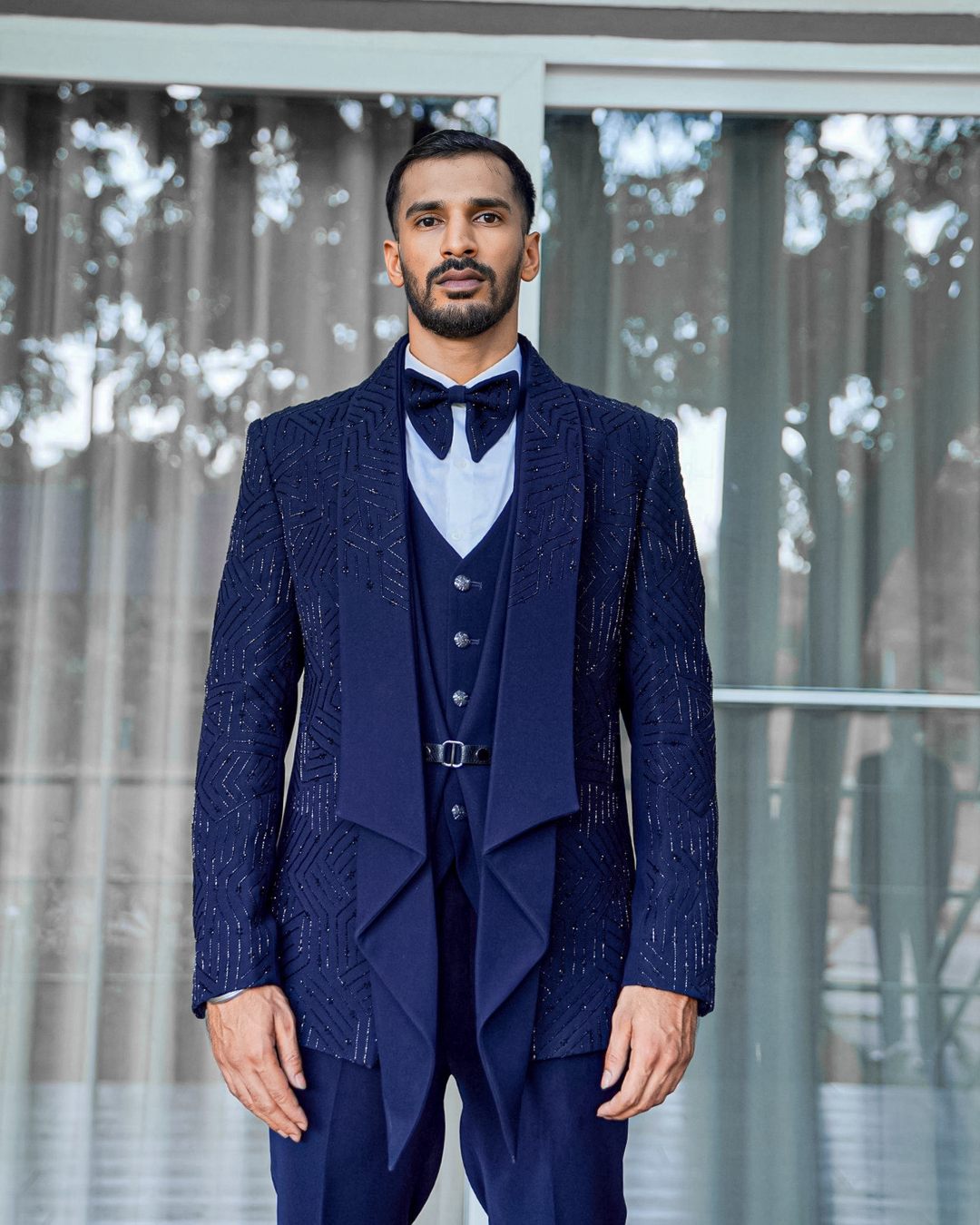 Layered Luxury Dark Blue Suit