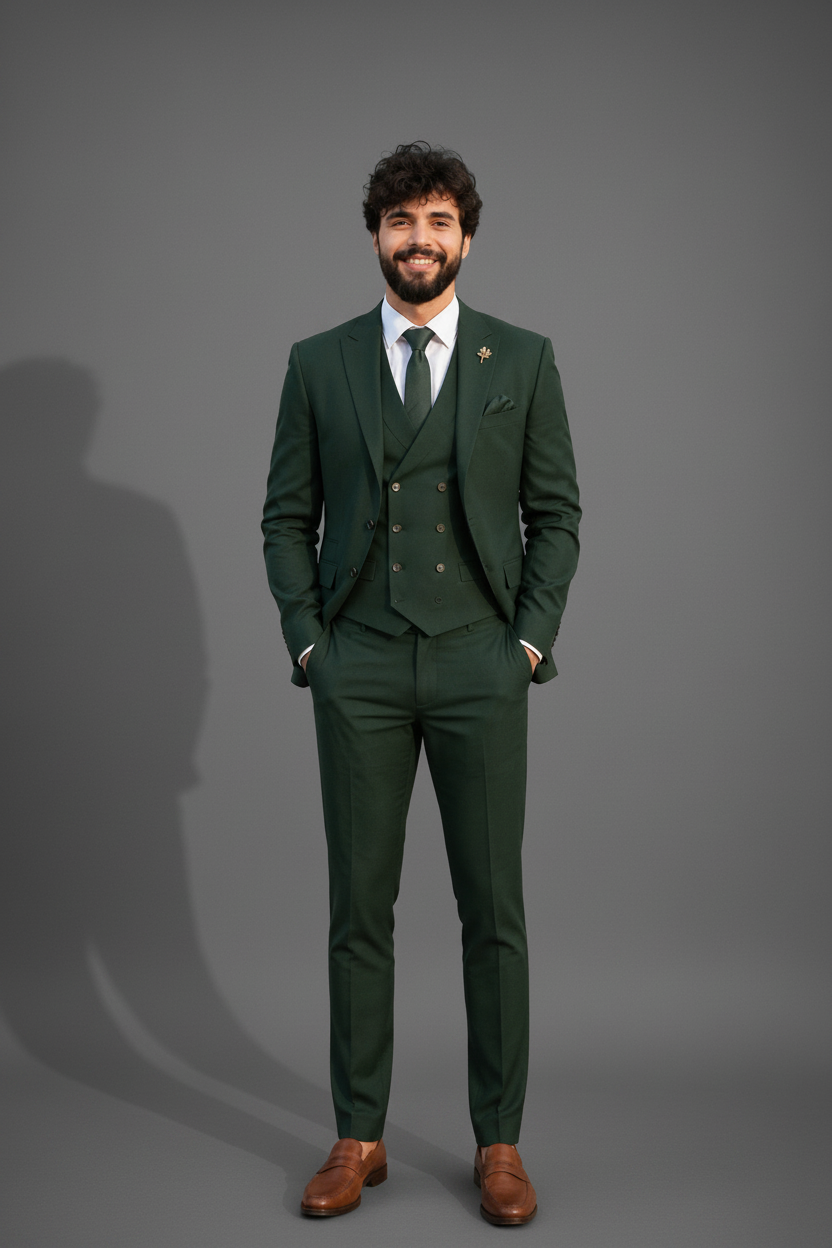 Green Three-Piece Designer Suit