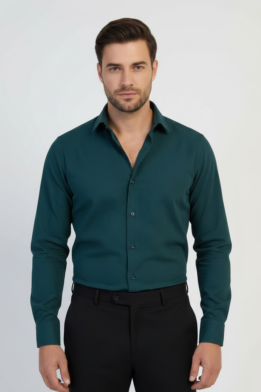 Emerald Green Horizon Giza Cotton Shirt