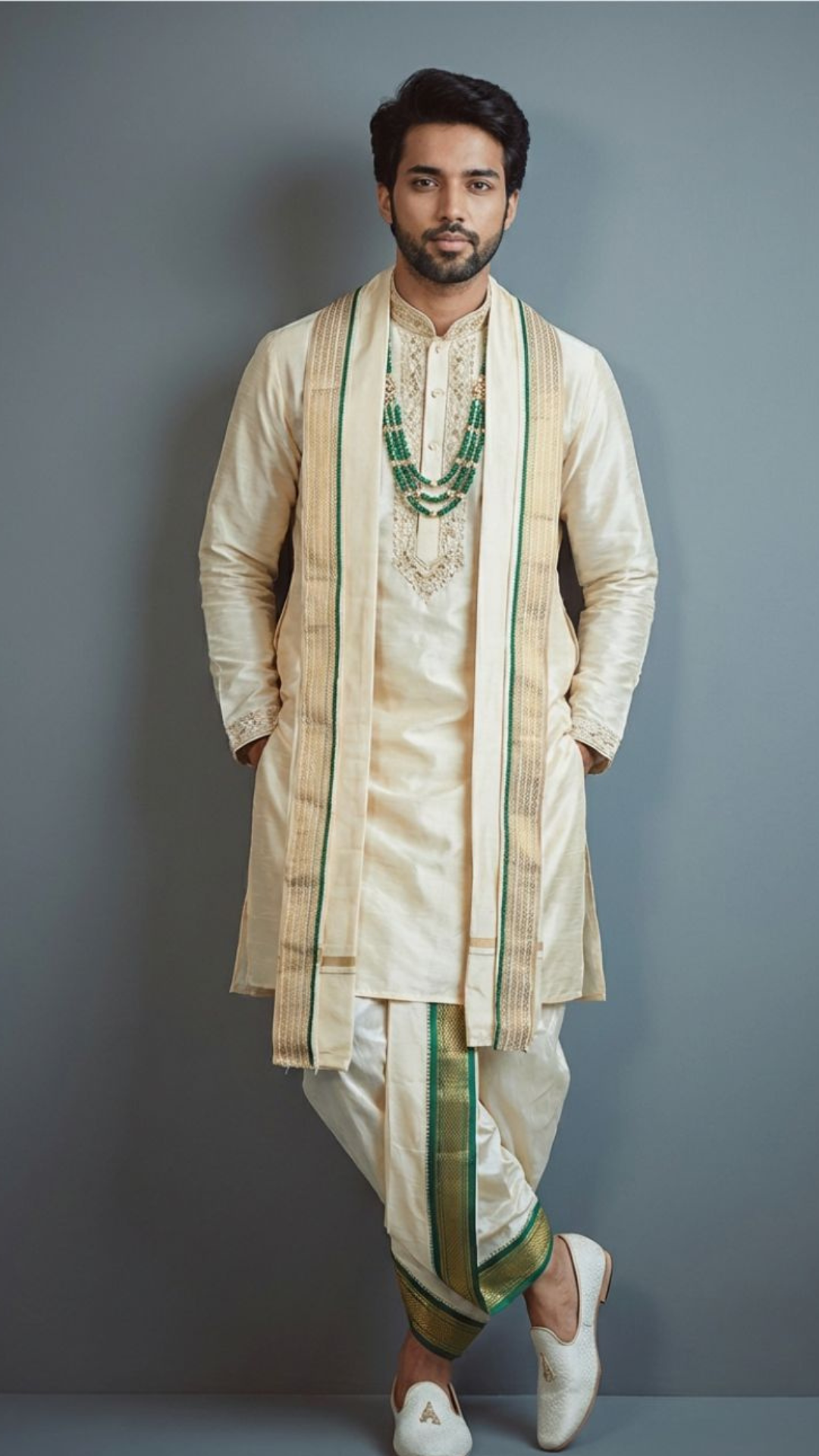 Rich Ivory Silk Pattu  Pancha