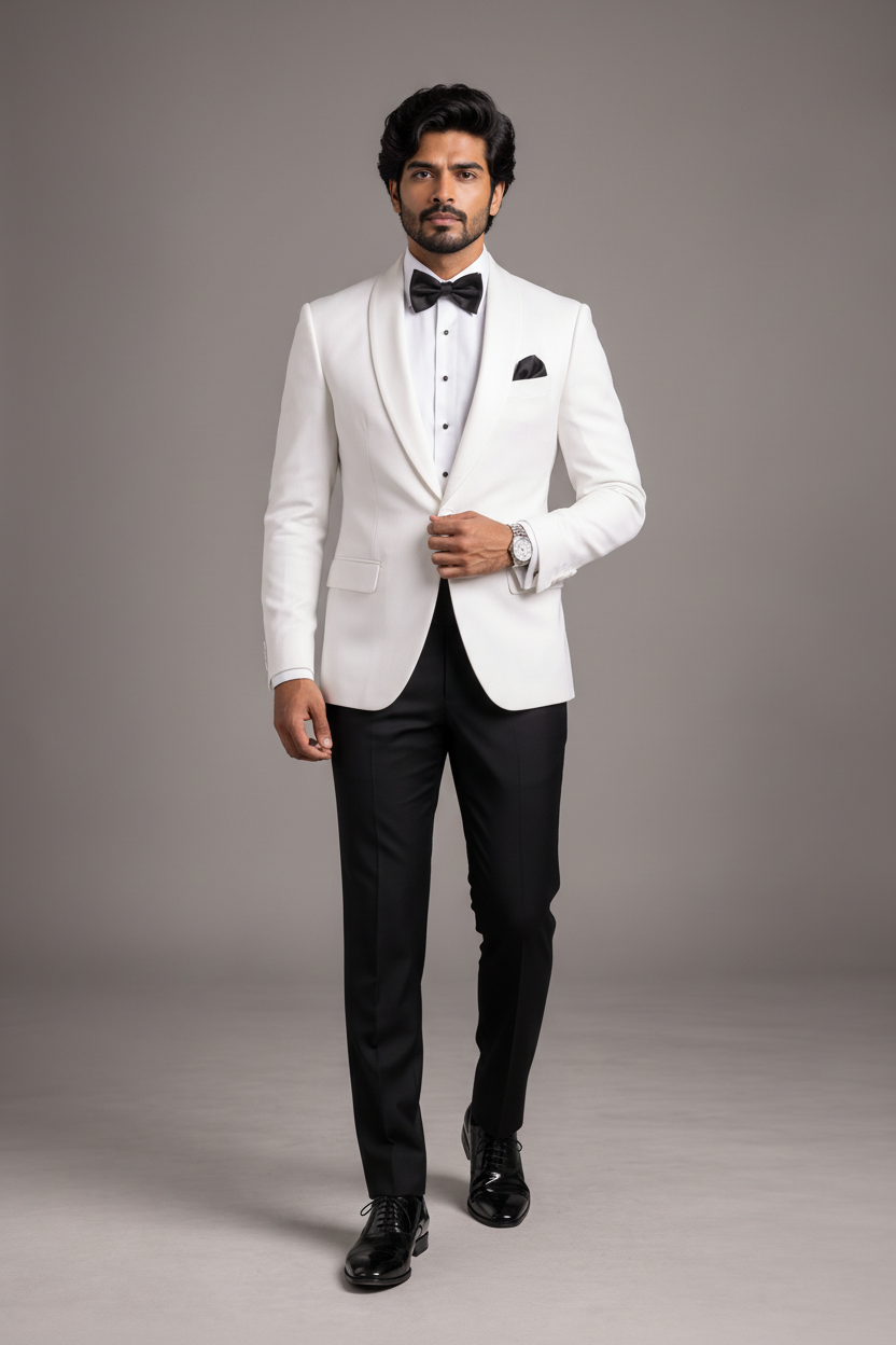 Men's Ivory White Shawl Lapel Tuxedo (Ivory Royale)