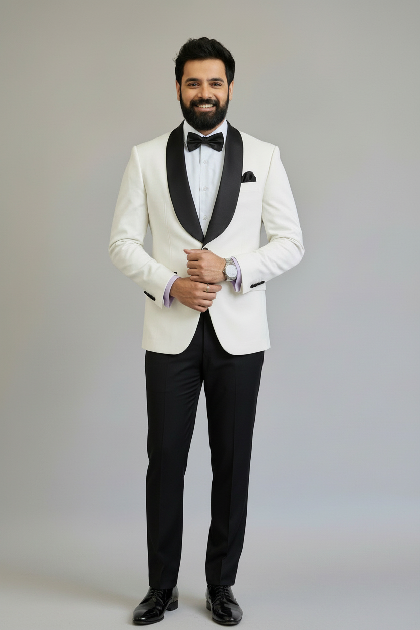 Men's Ivory Shawl Lapel Tuxedo(White Royale)