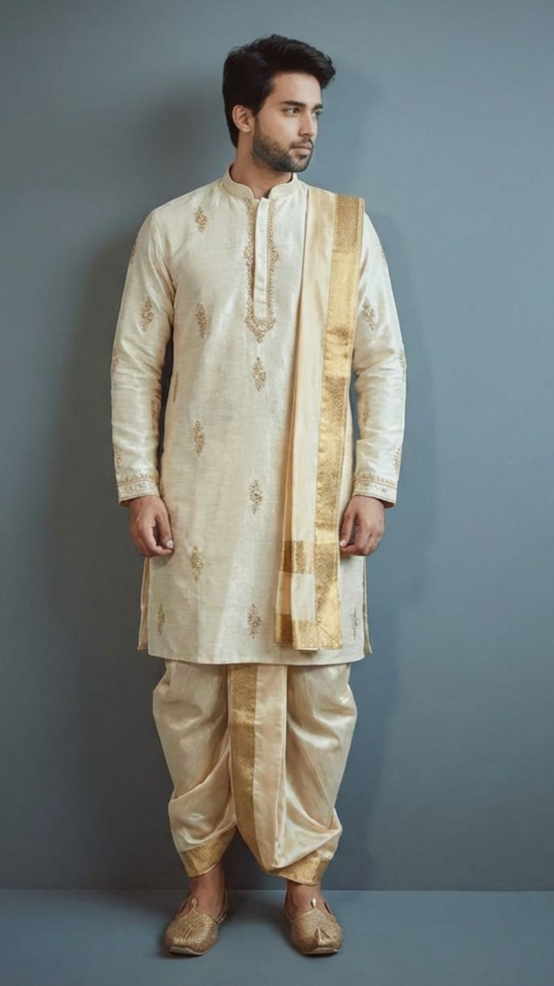 Off White  Heritage Kurta Set with Traditional Dhoti