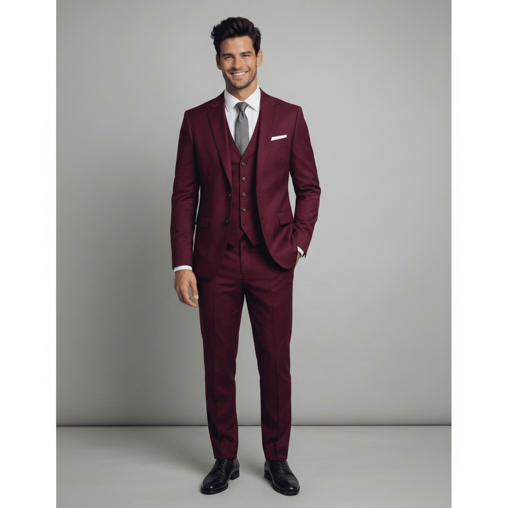 Wine Royale Three-Piece Suit
