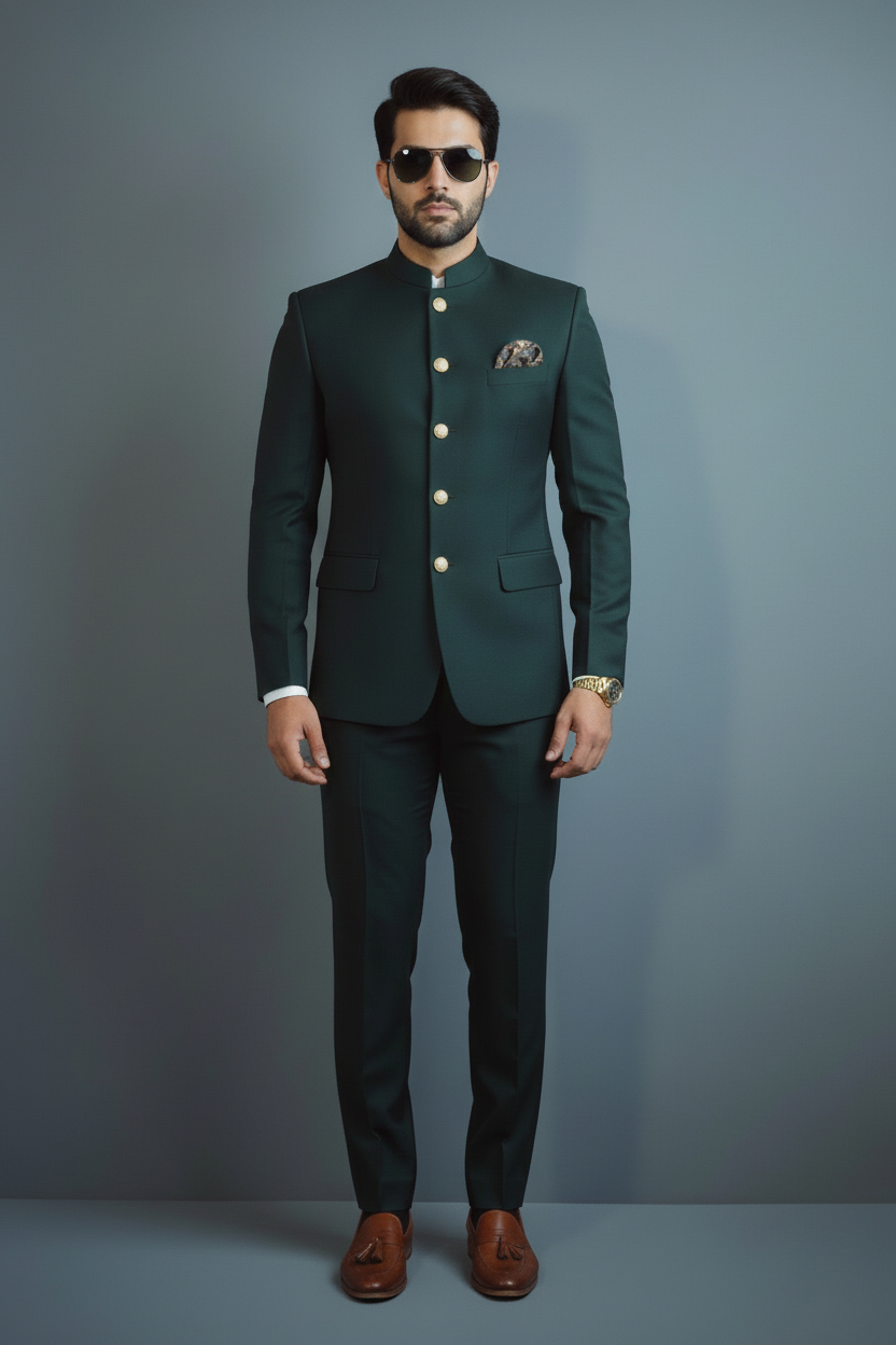 Men's Forest Green Jodhpuri Suit (Regal Green)