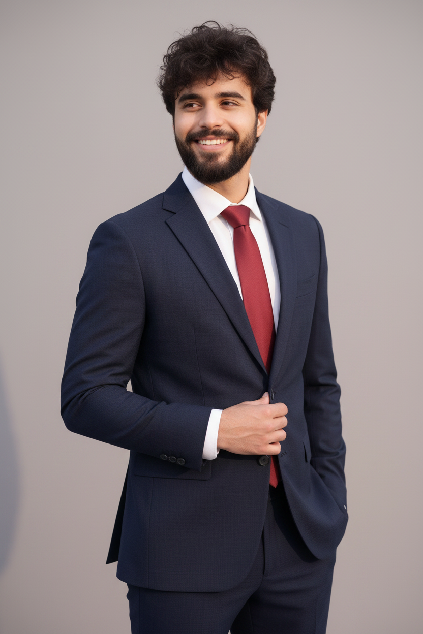 Navy Blue Notch Lapel Formal Wear Two-Piece Suit