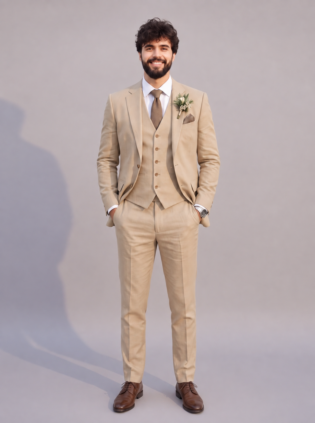 Sandstone Beige 3-Piece Suit